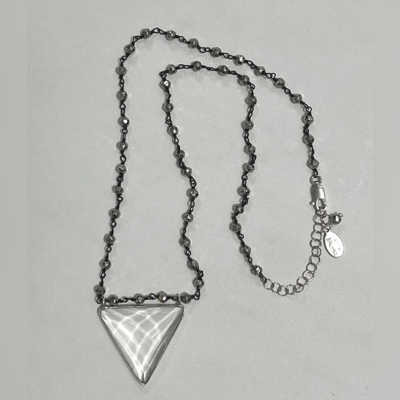 Anna Balkan Jewelry - Crystal Rock Triangle Pendent Necklace sterling silver